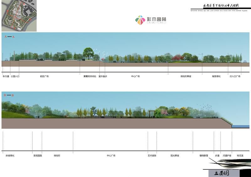 重庆长寿区市政园林景观绿化设计效果图和立体图