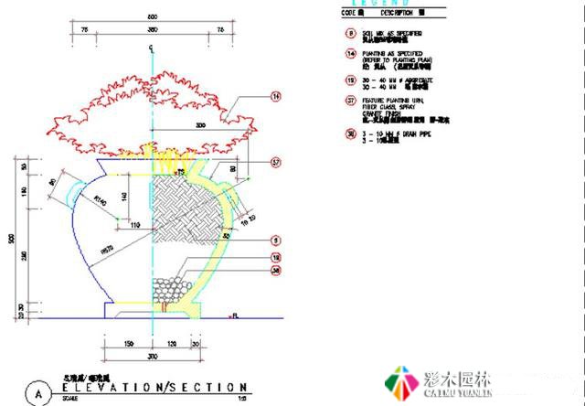 园林景观设计花坛施工图素材